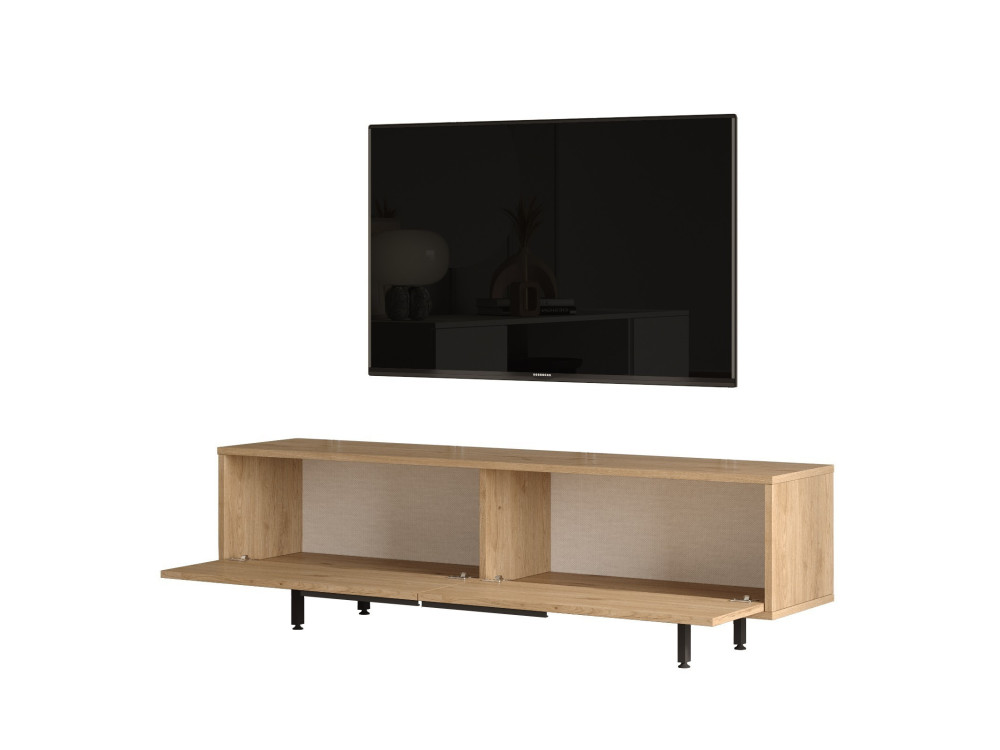 Drewniany stojak na telewizor "Calvin" - 160 x 35 x 45 cm - Brązowy