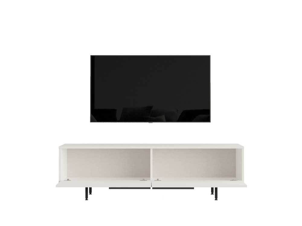 Drewniana podstawa pod telewizor Calvin - 160 x 35 x 45 cm - Biały