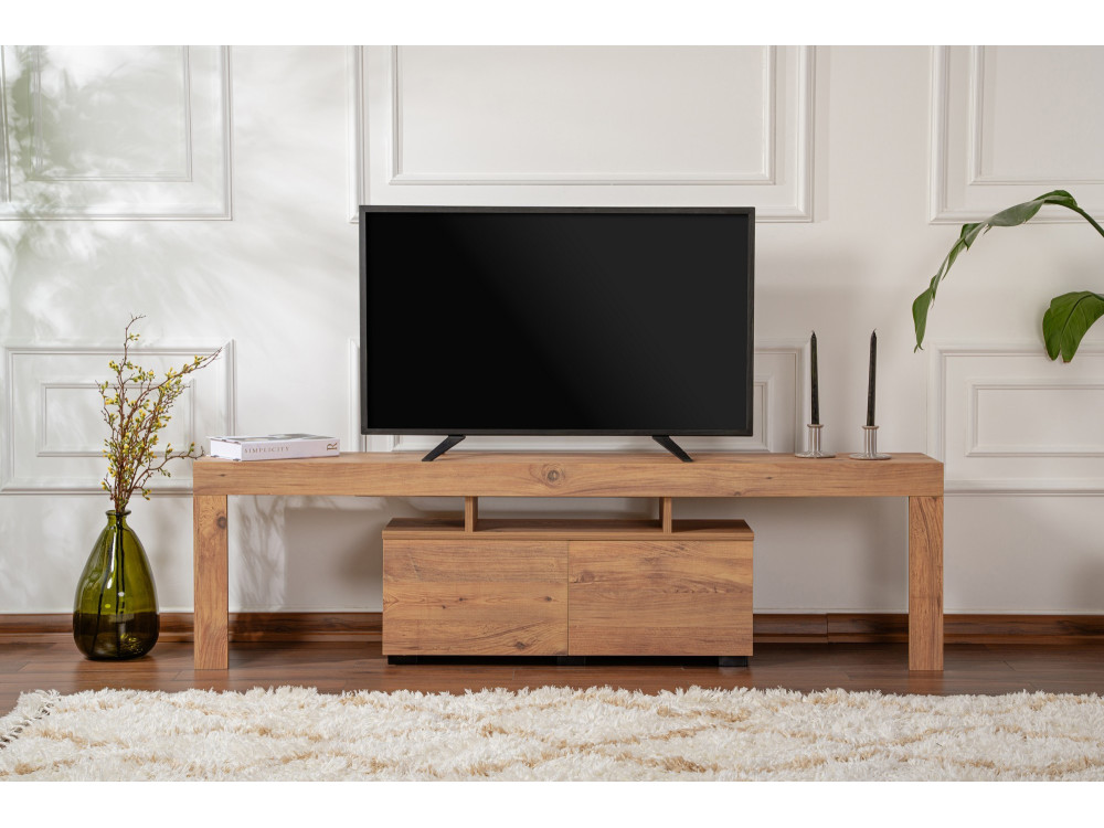Drewniany stojak pod telewizor "Enclave" - 180 x 31 x 50 cm - Brązowy