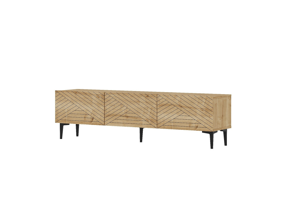 Drewniana szafka pod telewizor "Felix" 160 x 31,4 x 44,1 cm - dąb szafirowy