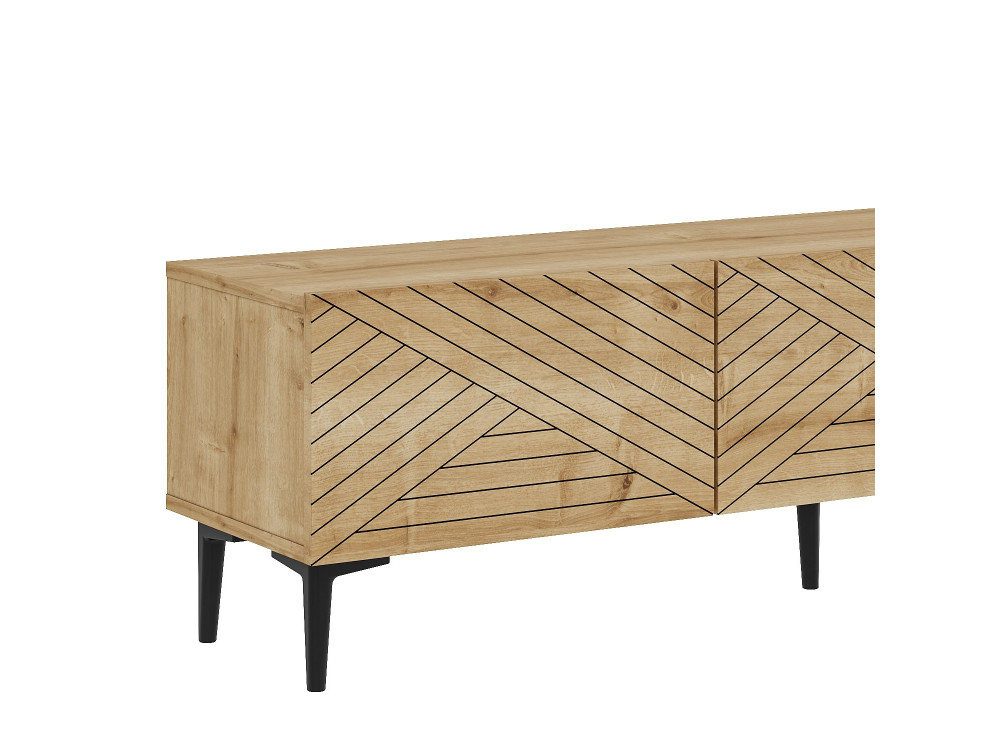 Drewniana szafka pod telewizor "Felix" 160 x 31,4 x 44,1 cm - dąb szafirowy