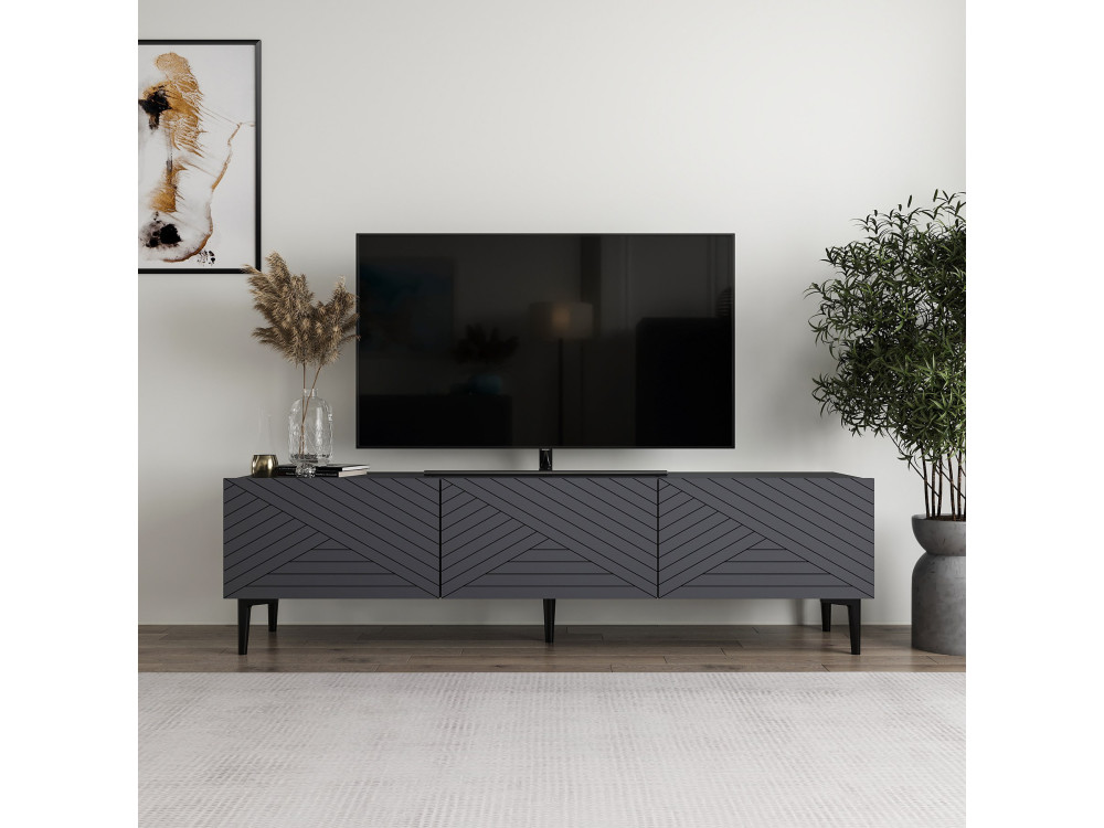 Drewniana szafka pod telewizor "Felix" 160 x 31,4 x 44,1 cm - Antracyt