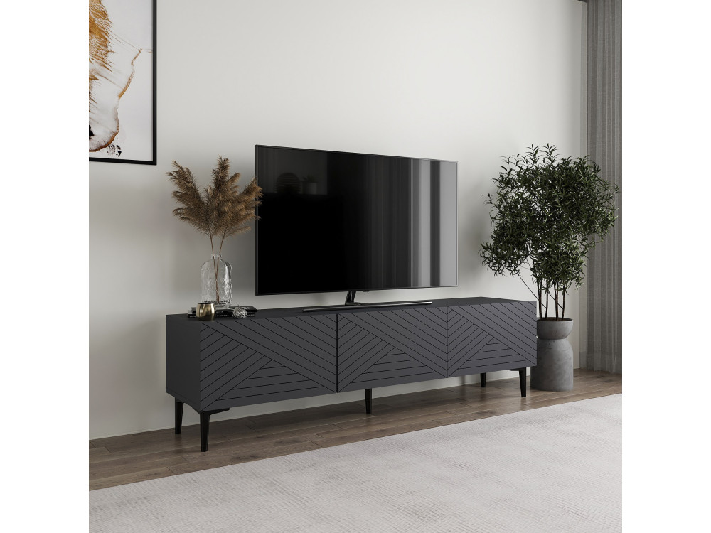 Drewniana szafka pod telewizor "Felix" 160 x 31,4 x 44,1 cm - Antracyt