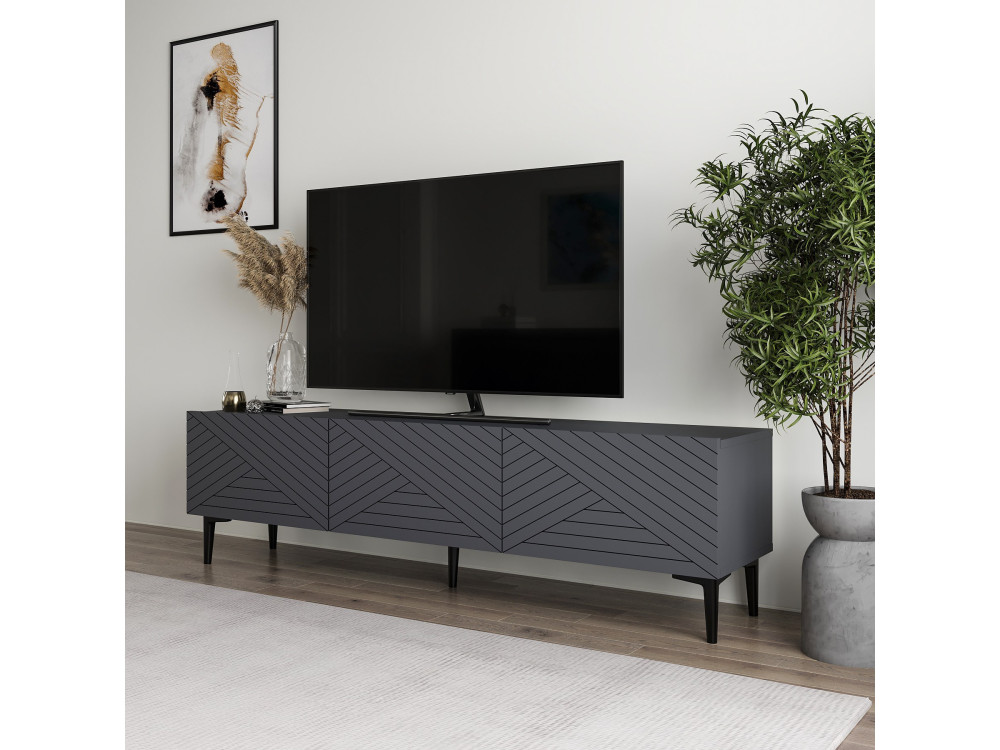 Drewniana szafka pod telewizor "Felix" 160 x 31,4 x 44,1 cm - Antracyt