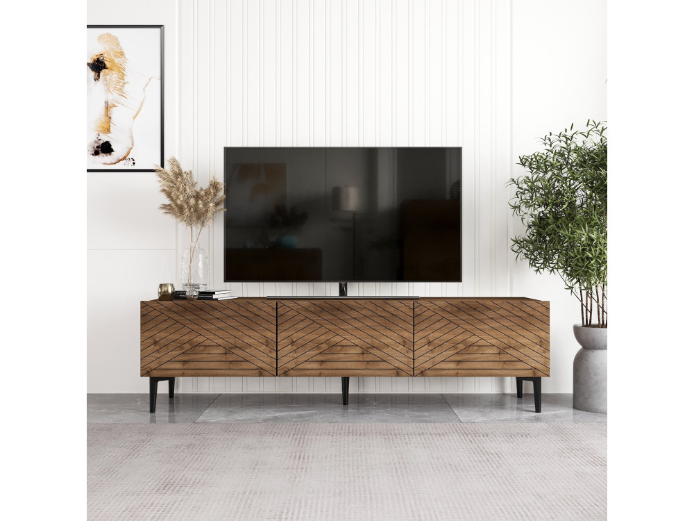 Drewniana podstawa pod telewizor "Felix" - 160 x 31 x 44 cm - Brązowy