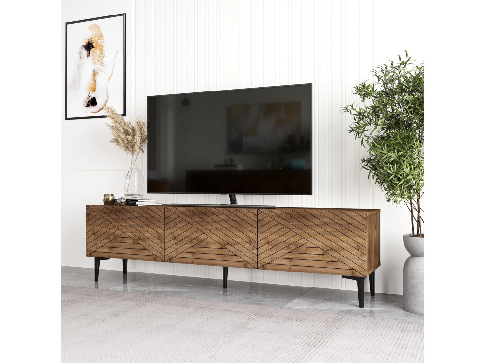 Drewniana podstawa pod telewizor "Felix" - 160 x 31 x 44 cm - Brązowy