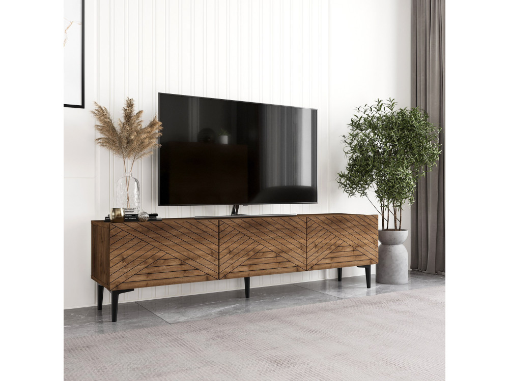 Drewniana podstawa pod telewizor "Felix" - 160 x 31 x 44 cm - Brązowy