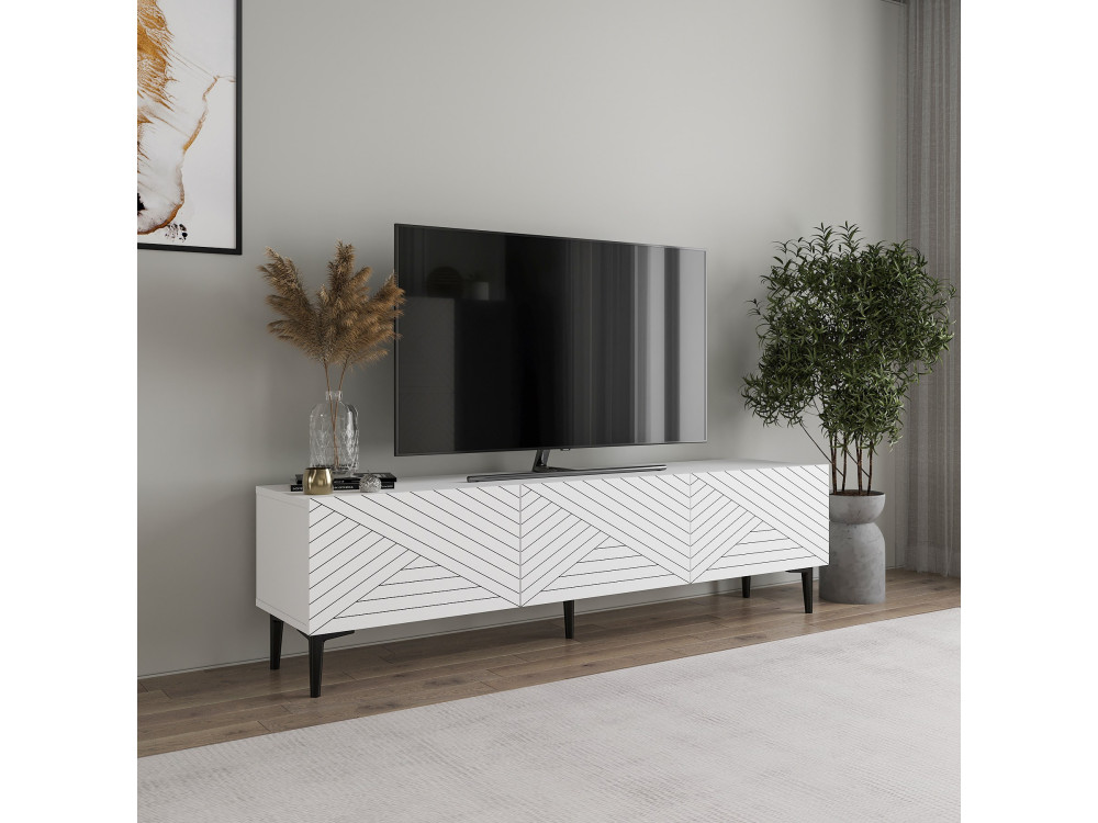 Drewniana podstawa pod telewizor "Felix" - 160 x 31 x 44 cm - Biały