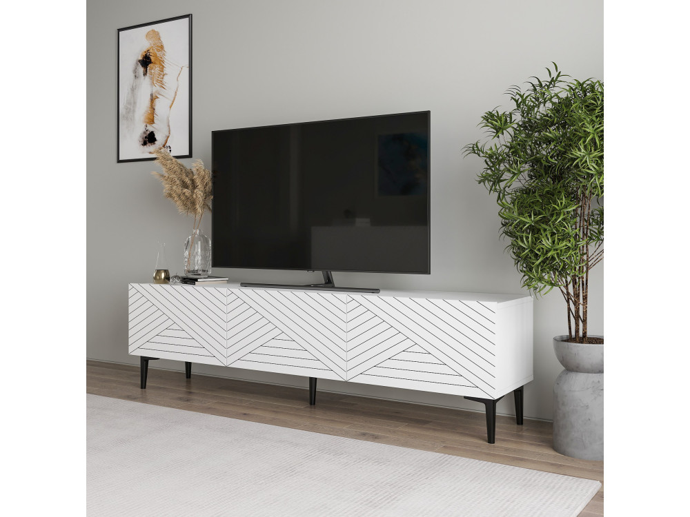 Drewniana podstawa pod telewizor "Felix" - 160 x 31 x 44 cm - Biały
