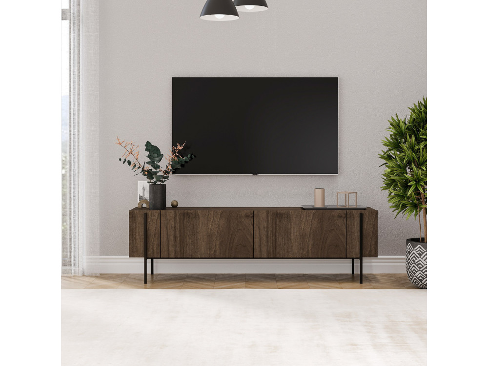 Drewniany stojak pod telewizor "Herman" - 160 x 31 x 45 cm - Brązowy
