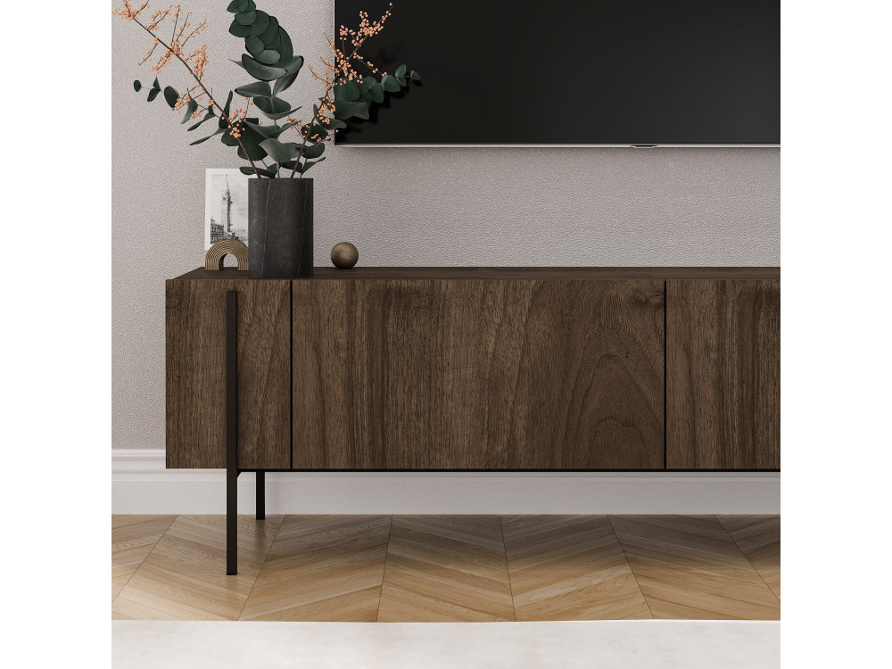 Drewniany stojak pod telewizor "Herman" - 160 x 31 x 45 cm - Brązowy