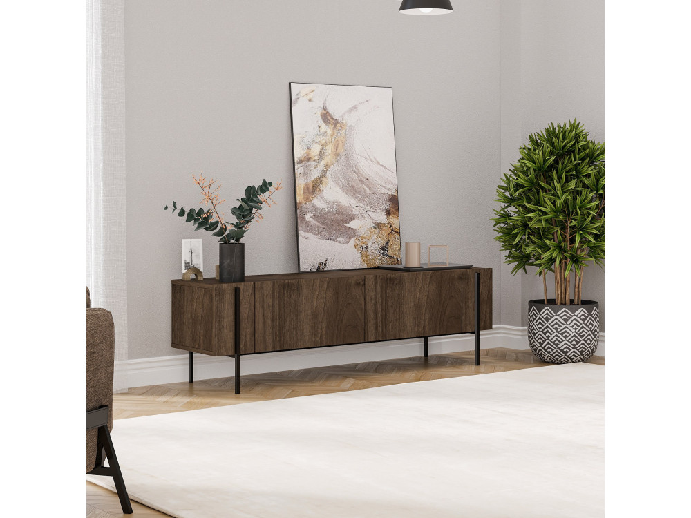 Drewniany stojak pod telewizor "Herman" - 160 x 31 x 45 cm - Brązowy