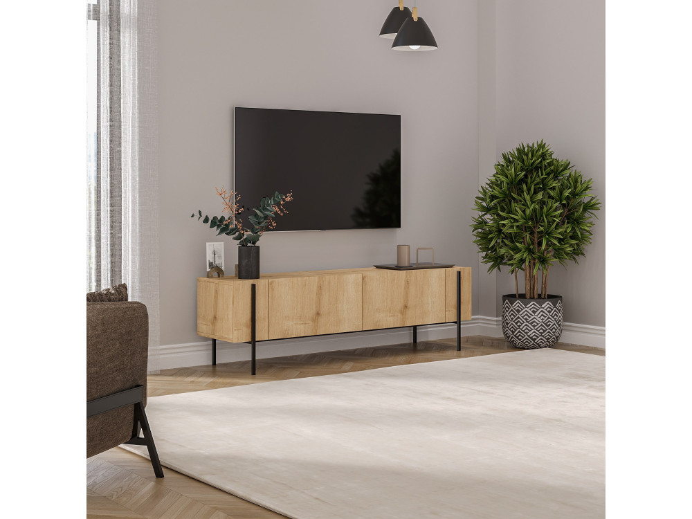 Drewniany stojak pod telewizor "Herman" - 160 x 31 x 45 cm - Beżowy