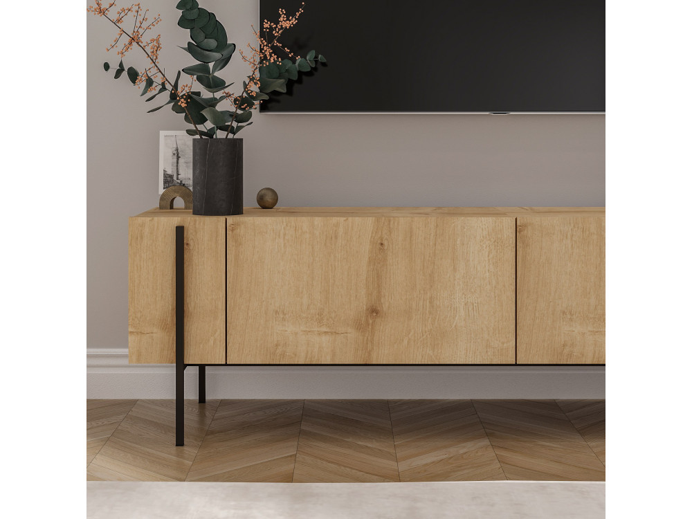 Drewniany stojak pod telewizor "Herman" - 160 x 31 x 45 cm - Beżowy