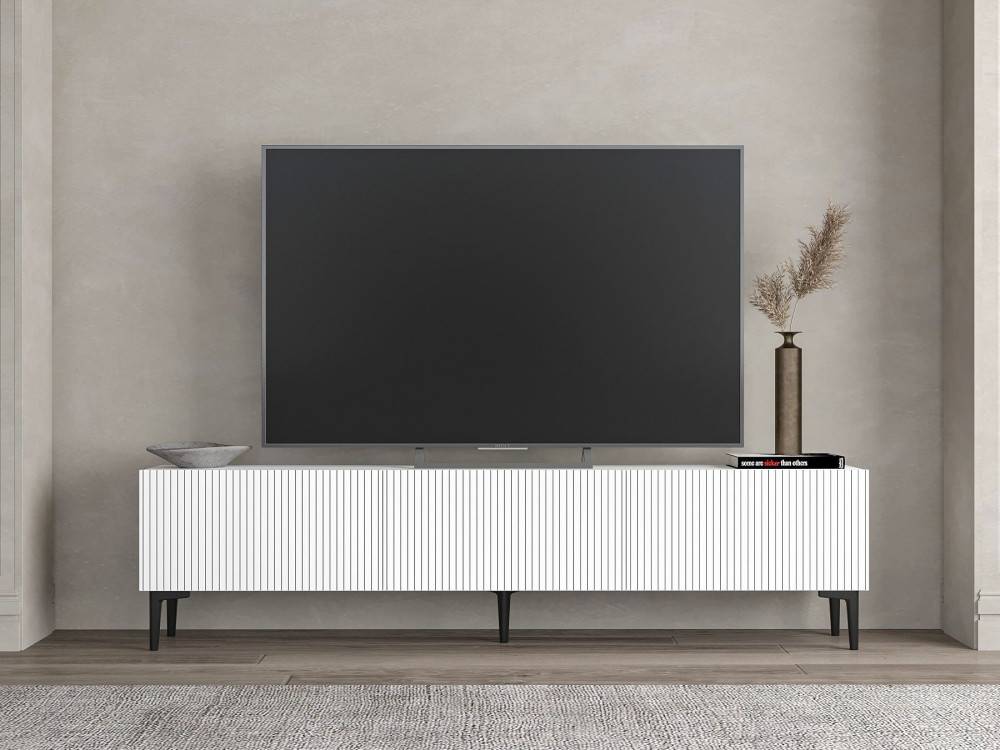 Drewniana podstawa pod telewizor "Oscar" - 180 x 31 x 45 cm - Biały