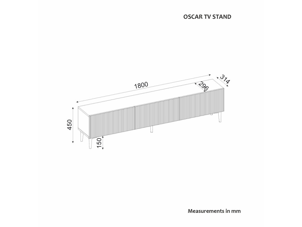 Drewniany stojak pod telewizor "Oscar" - 180 x 31 x 45 cm - Beżowy