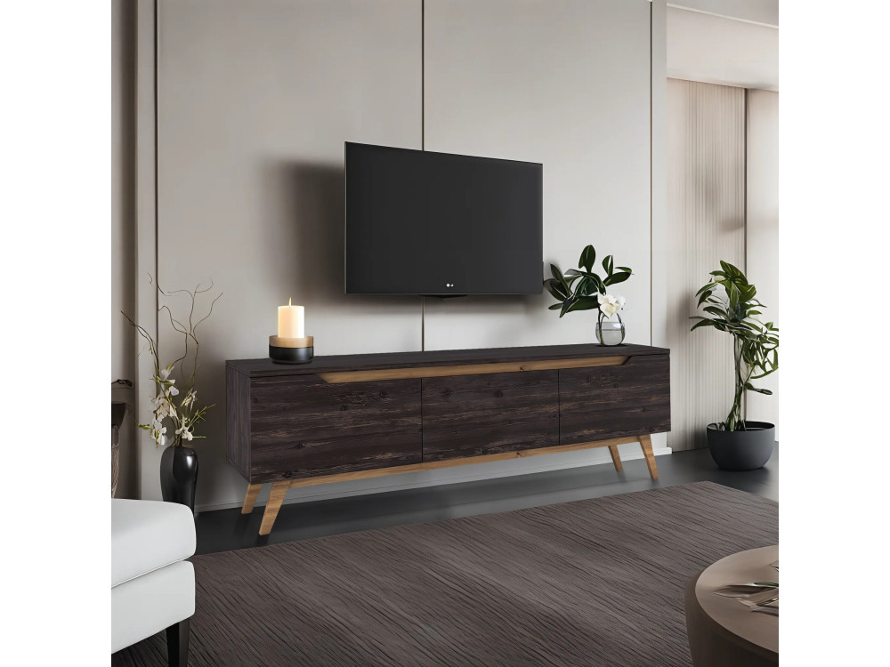 Drewniana podstawa pod telewizor "Digi" - 180 x 35 x 48 cm - Czarny