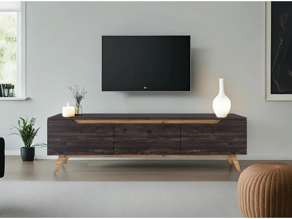 Drewniana podstawa pod telewizor "Digi" - 180 x 35 x 48 cm - Czarny