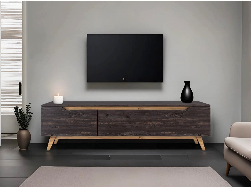 Drewniana podstawa pod telewizor "Digi" - 180 x 35 x 48 cm - Czarny