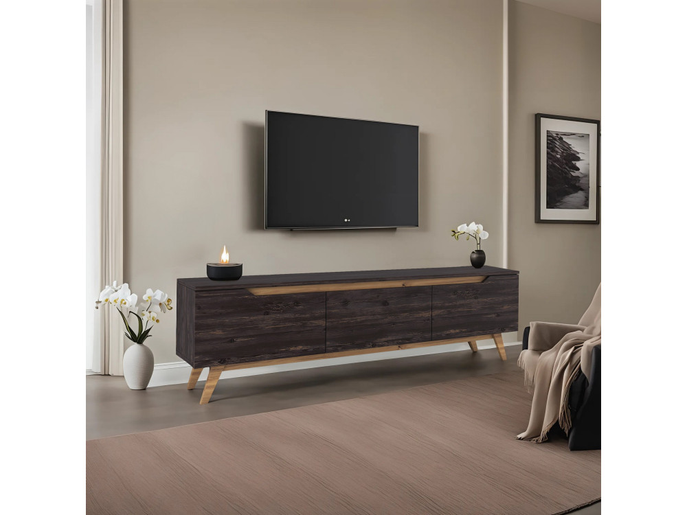 Drewniana podstawa pod telewizor "Digi" - 180 x 35 x 48 cm - Czarny