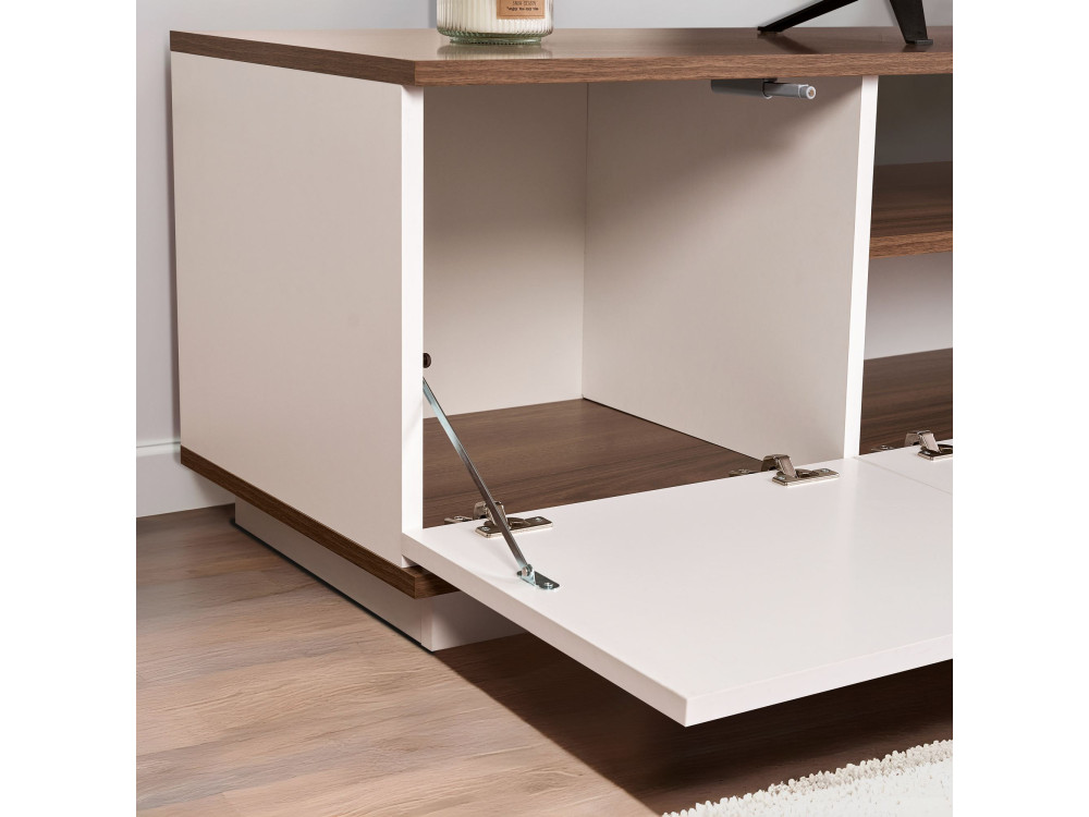 Drewniana podstawa pod telewizor "Veramont" - 180 x 44 x 44 cm - Ciemny brąz