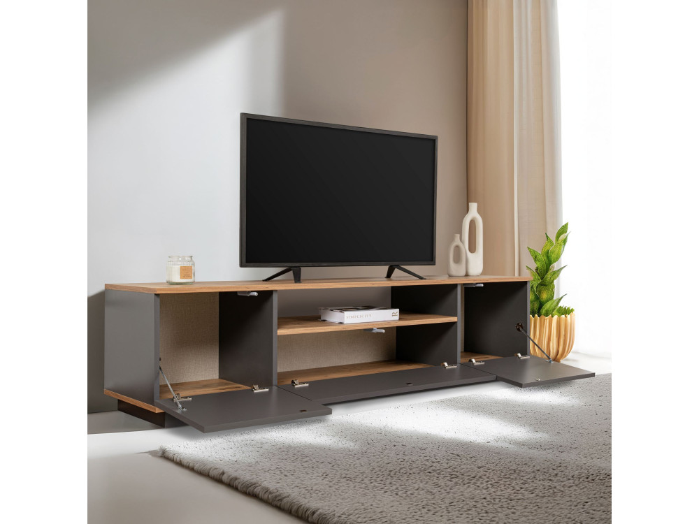 Drewniana podstawa pod telewizor "Veramont" - 180 x 44 x 44 cm - Antracytowy szary