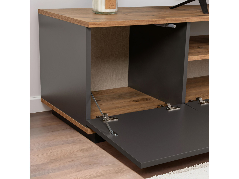 Drewniana podstawa pod telewizor "Veramont" - 180 x 44 x 44 cm - Antracytowy szary