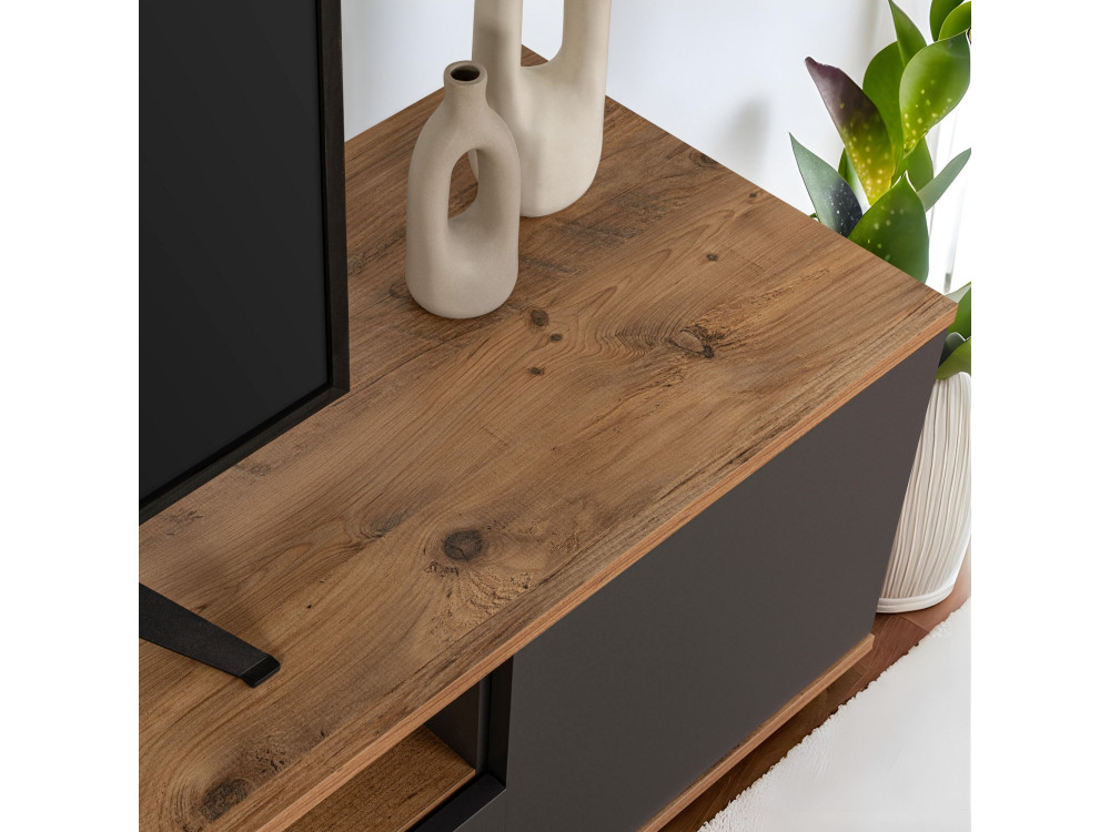 Drewniana podstawa pod telewizor "Veramont" - 180 x 44 x 44 cm - Antracytowy szary