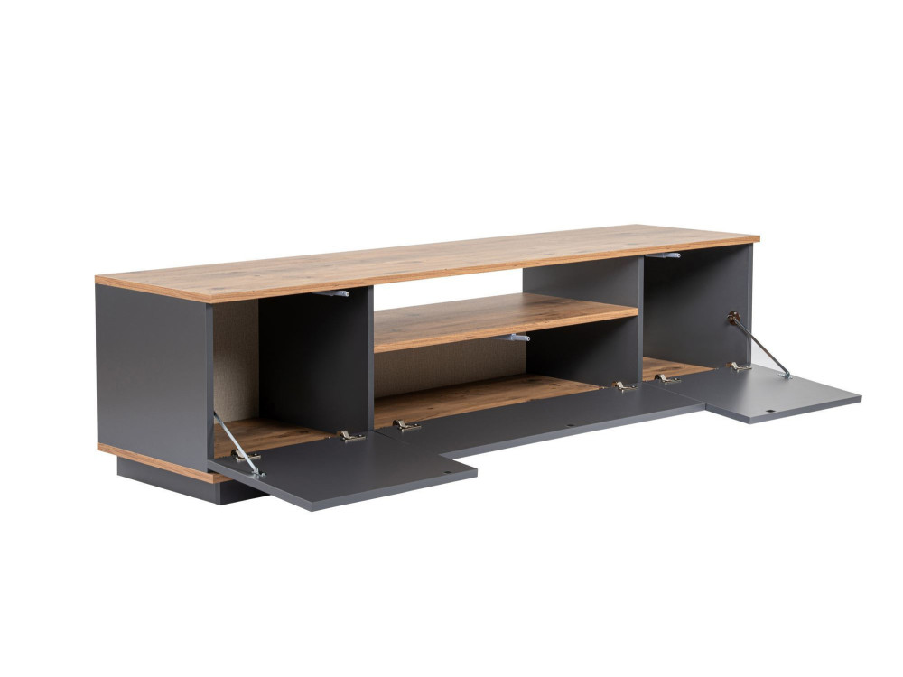 Drewniana podstawa pod telewizor "Veramont" - 180 x 44 x 44 cm - Antracytowy szary