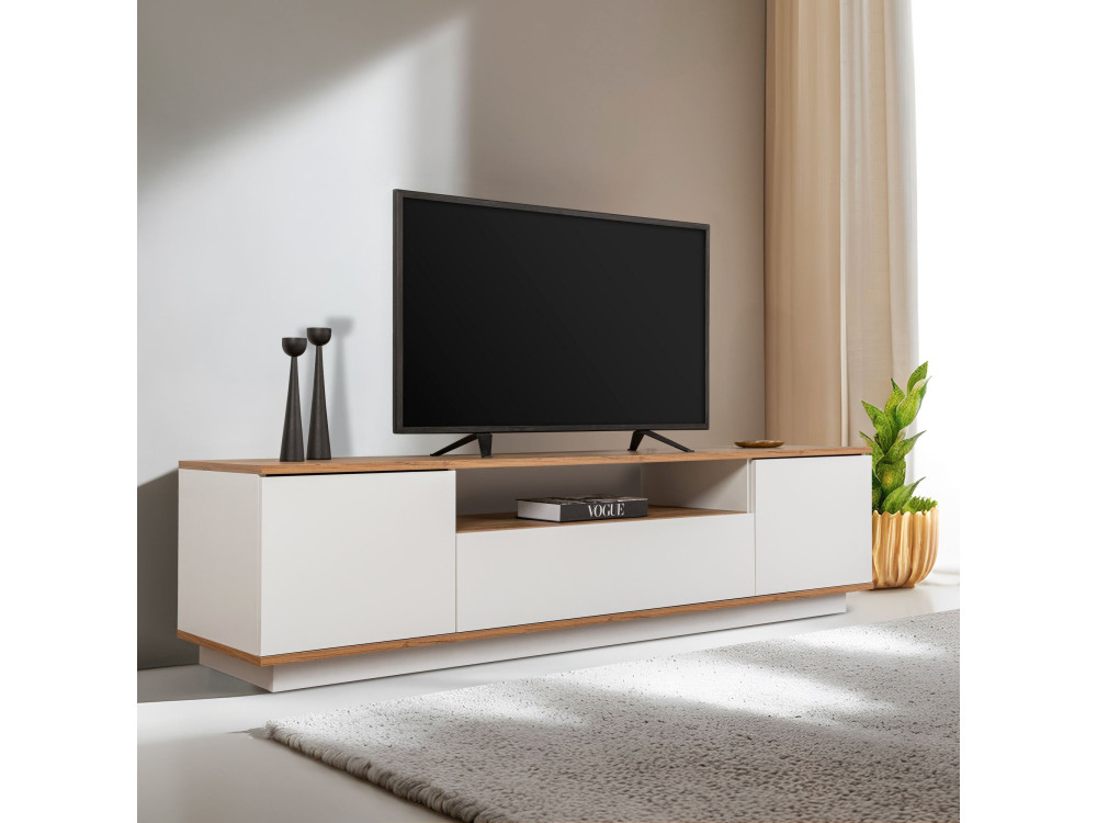 Drewniana podstawa pod telewizor "Veramont" - 180 x 44 x 44 cm - Brązowy