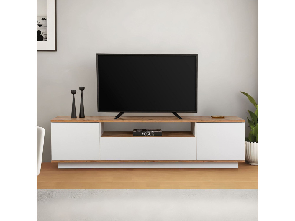 Drewniana podstawa pod telewizor "Veramont" - 180 x 44 x 44 cm - Brązowy