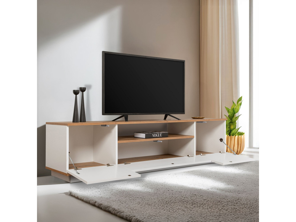 Drewniana podstawa pod telewizor "Veramont" - 180 x 44 x 44 cm - Brązowy