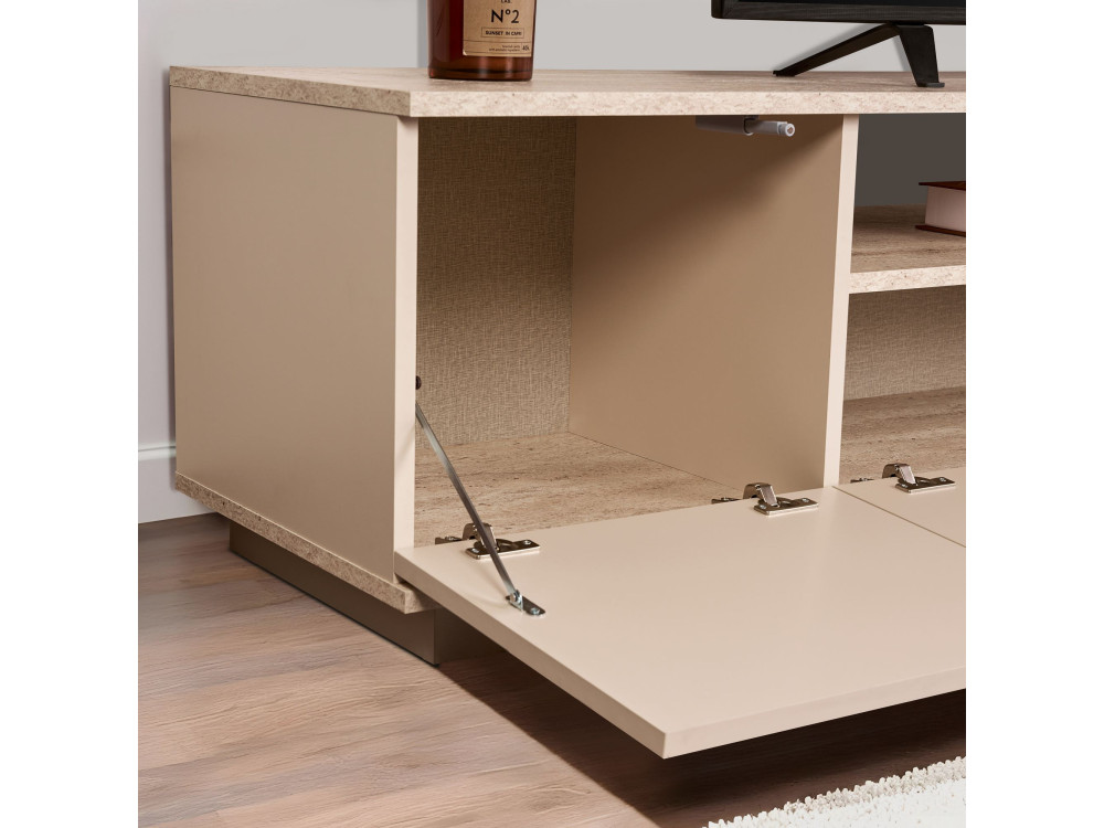 Drewniana podstawa pod telewizor "Veramont" - 180 x 44 x 44 cm - Beżowy