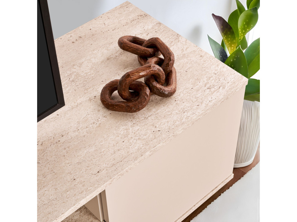 Drewniana podstawa pod telewizor "Veramont" - 180 x 44 x 44 cm - Beżowy