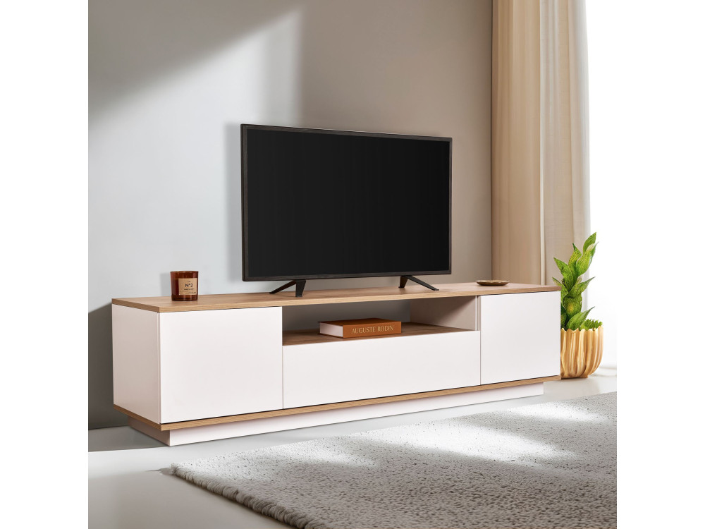 Drewniana podstawa pod telewizor "Veramont" - 180 x 44 x 44 cm - Jasny brąz