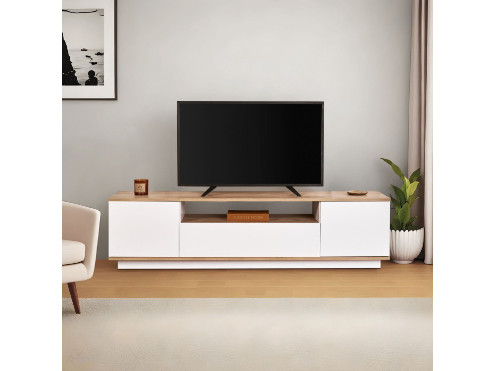Drewniana podstawa pod telewizor "Veramont" - 180 x 44 x 44 cm - Jasny brąz
