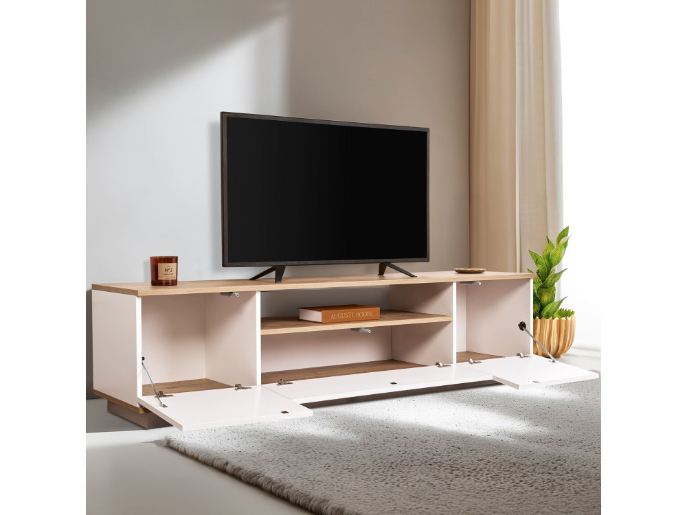 Drewniana podstawa pod telewizor "Veramont" - 180 x 44 x 44 cm - Jasny brąz