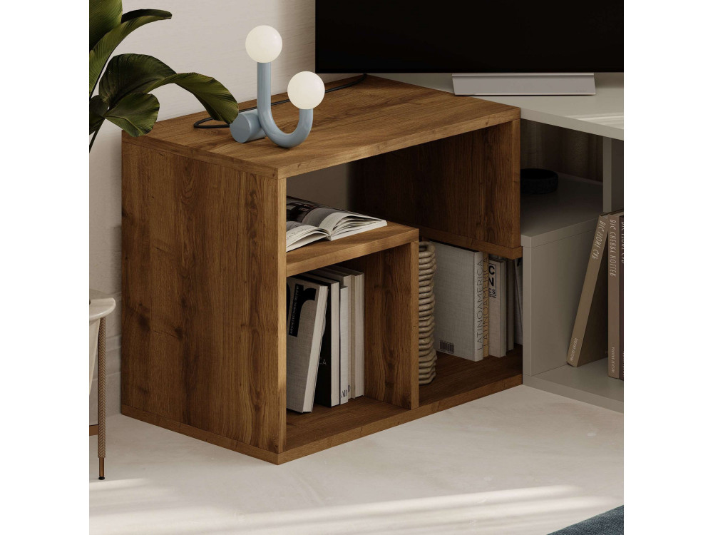 Modułowa drewniana szafka pod telewizor "Glis" - 145 x 35 x 44 cm - Beżowy