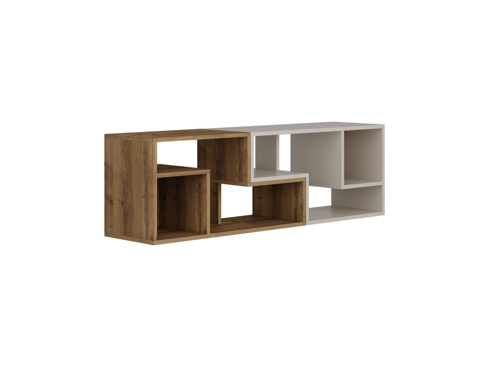 Modułowa drewniana szafka pod telewizor "Glis" - 145 x 35 x 44 cm - Beżowy