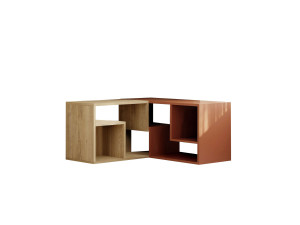 Modułowa drewniana szafka pod telewizor "Glis" - 145 x 35 x 44 cm - Terakota