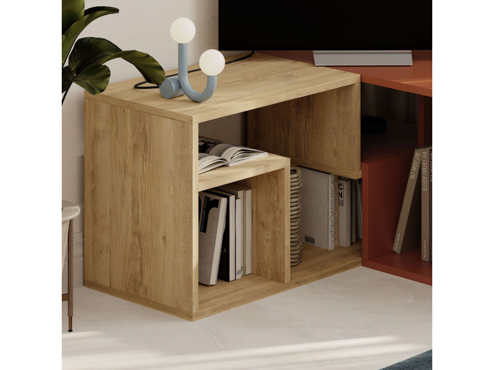 Modułowa drewniana szafka pod telewizor "Glis" - 145 x 35 x 44 cm - Terakota