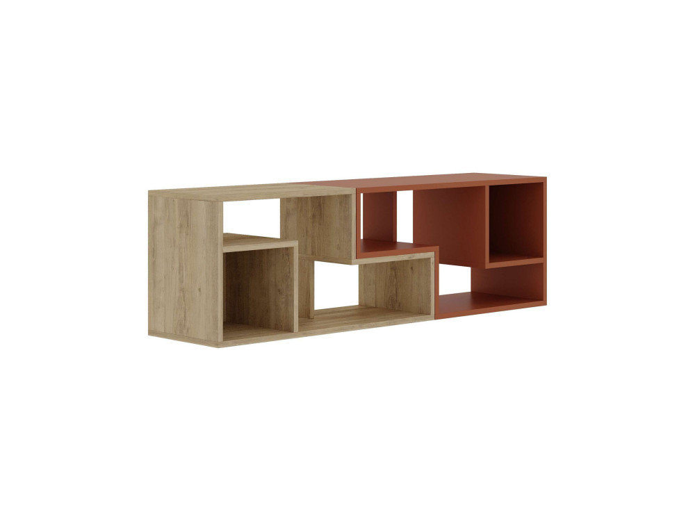 Modułowa drewniana szafka pod telewizor "Glis" - 145 x 35 x 44 cm - Terakota