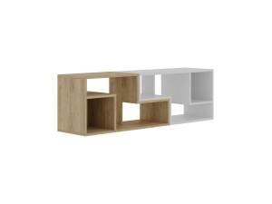 Modułowa drewniana szafka pod telewizor "Glis" - 145 x 35 x 44 cm - Biały