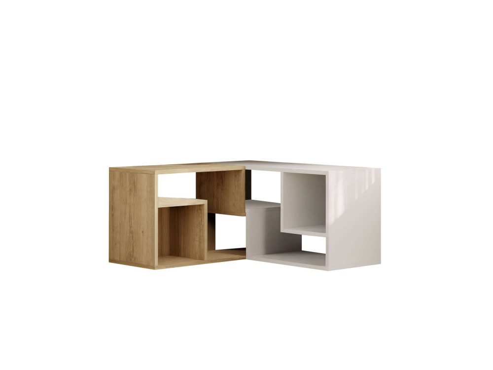 Modułowa drewniana szafka pod telewizor "Glis" - 145 x 35 x 44 cm - Biały