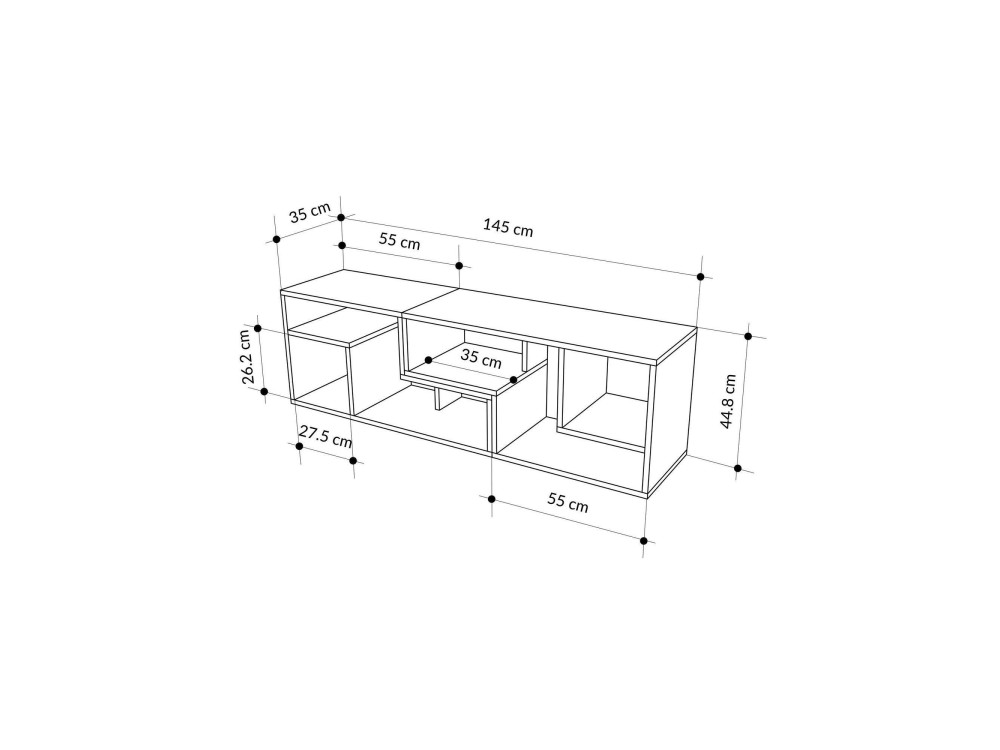 Modułowa drewniana szafka pod telewizor "Glis" - 145 x 35 x 44 cm - Biały