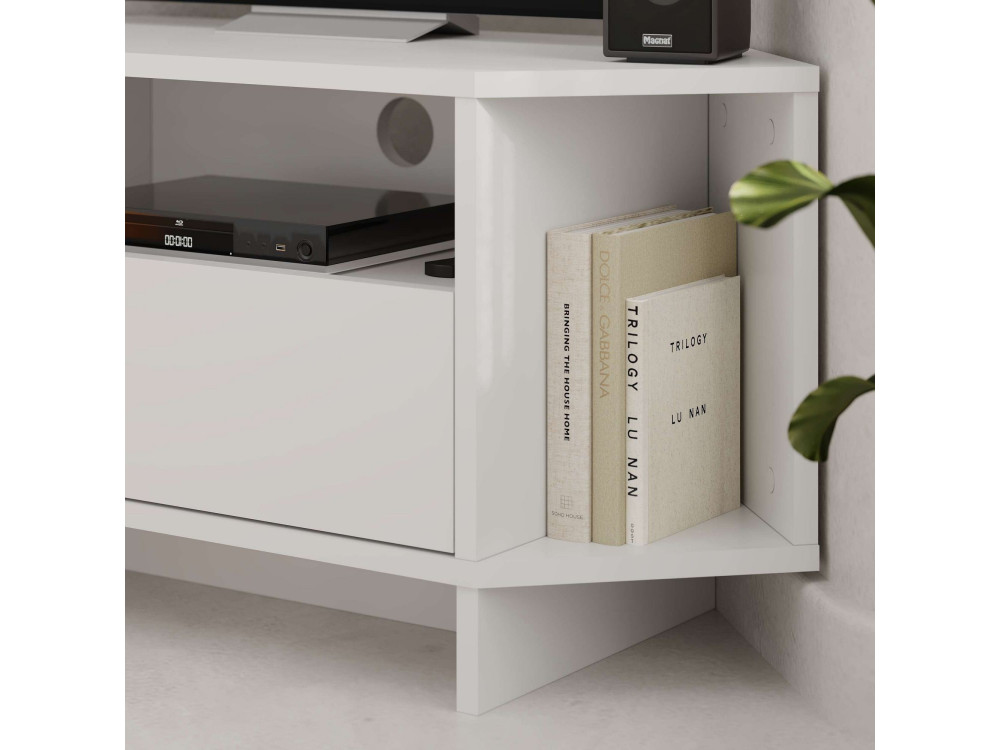 Drewniana podstawa pod telewizor "Viva" - 95 x 35 x 45 cm - Biały