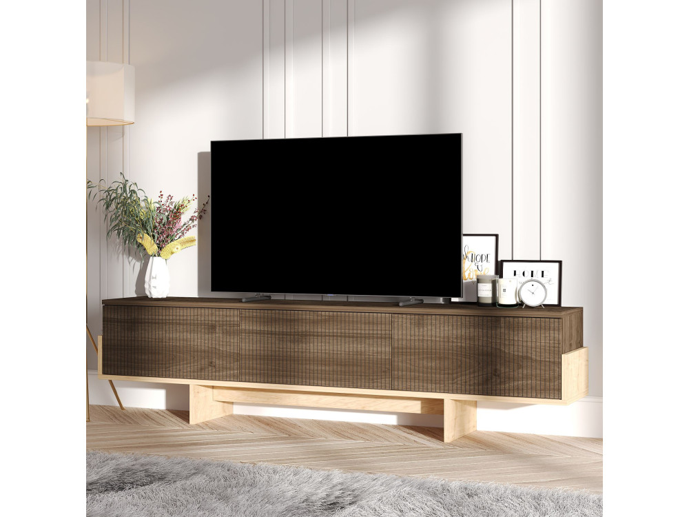 Drewniany stojak na telewizor "Hege" - 180 x 30 x 44 cm - Brązowy