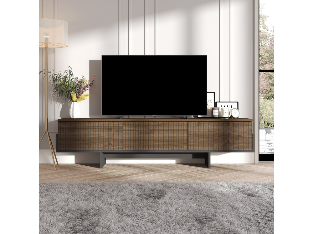 Drewniany stojak pod telewizor "Hege" - 180 x 30 x 44 cm - Czarny