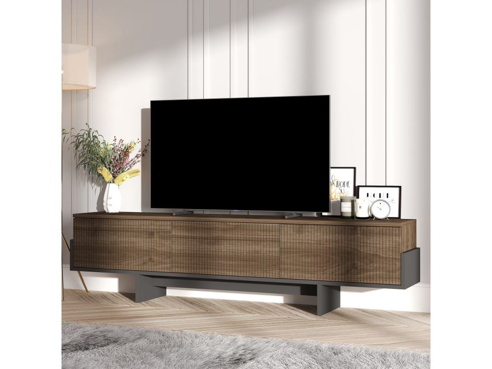 Drewniany stojak pod telewizor "Hege" - 180 x 30 x 44 cm - Czarny