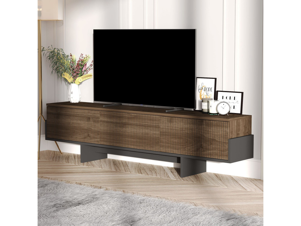 Drewniany stojak pod telewizor "Hege" - 180 x 30 x 44 cm - Czarny